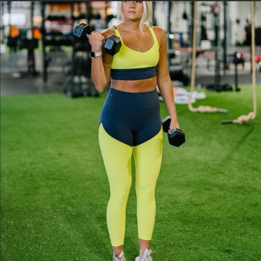 Zyia Active Neon Yellow Parallel Luxe Hi-Rise 7/8 Leggings - Womens Size 16-18